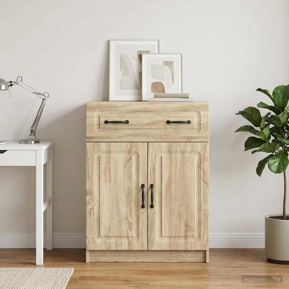 vidaXL Dressoir met lade Sonoma Eiken 66 x 34,5 x 87 cm Bewerkt hout vidaXL Dressoir met lade Sonoma Eiken 66 x 34,5 x 87 cm Bewerkt hout afbeelding 1
