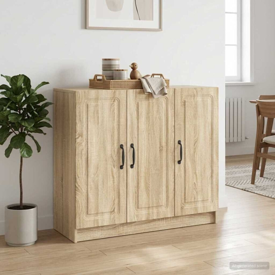 vidaXL Dressoir Sonoma Eiken 89 x 34,5 x 77 cm Bewerkt hout vidaXL Dressoir Sonoma Eiken 89 x 34,5 x 77 cm Bewerkt hout afbeelding 1