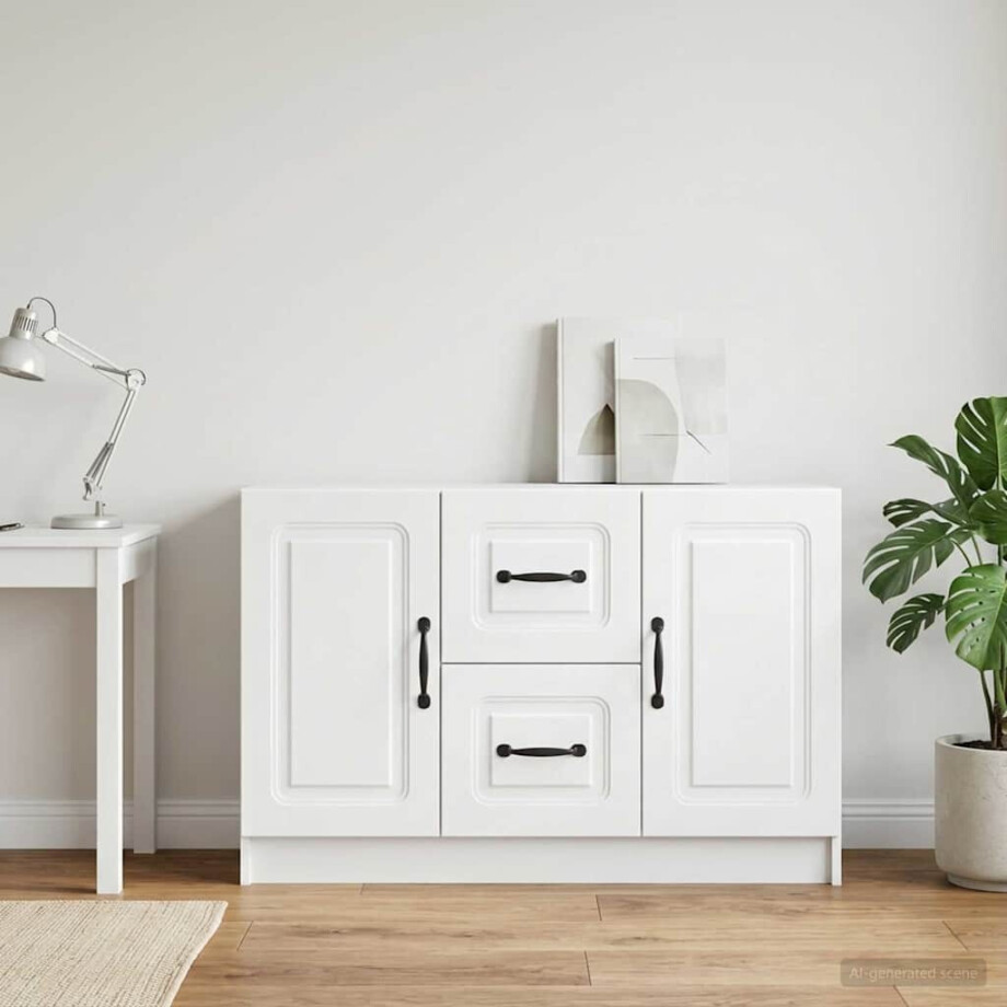 vidaXL Dressoir met lade Wit 89 x 34,5 x 57 cm Bewerkt hout vidaXL Dressoir met lade Wit 89 x 34,5 x 57 cm Bewerkt hout afbeelding 1