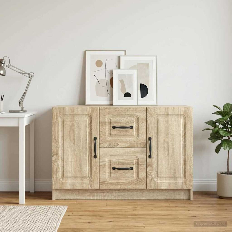 vidaXL Dressoir met lade Sonoma Eiken 89 x 34,5 x 57 cm Bewerkt hout vidaXL Dressoir met lade Sonoma Eiken 89 x 34,5 x 57 cm Bewerkt hout afbeelding 1