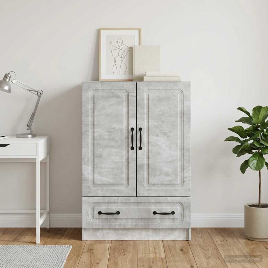 vidaXL Dressoir met lade Betongrijs 66 x 34,5 x 92 cm Bewerkt hout vidaXL Dressoir met lade Betongrijs 66 x 34,5 x 92 cm Bewerkt hout afbeelding 1