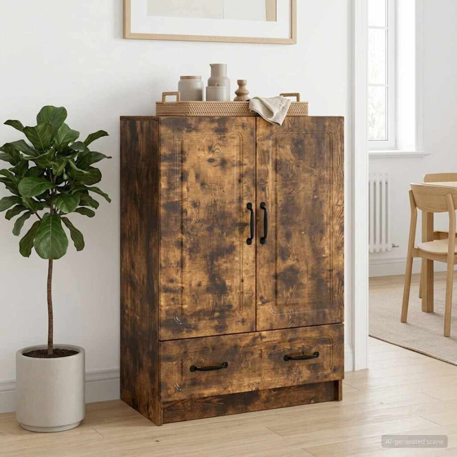 vidaXL Dressoir met lade Gerookt eiken 66 x 34,5 x 92 cm Bewerkt hout vidaXL Dressoir met lade Gerookt eiken 66 x 34,5 x 92 cm Bewerkt hout afbeelding 1
