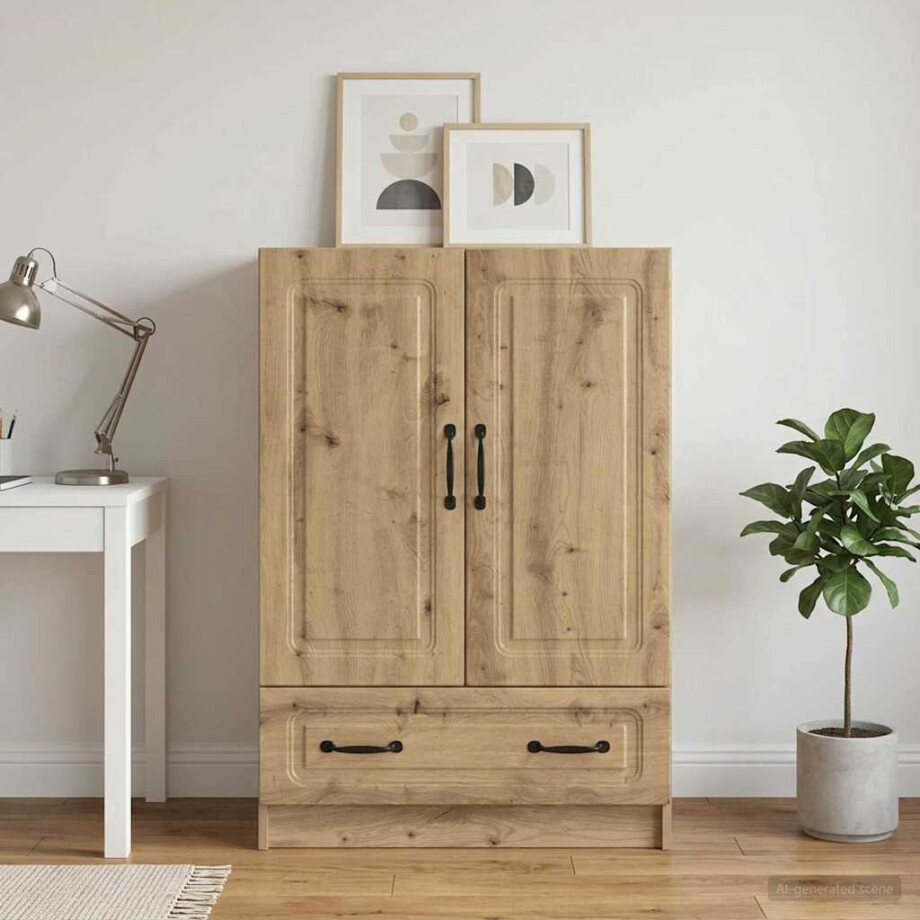 vidaXL Dressoir Artisanaal eiken 66 x 34,5 x 92 cm Bewerkt hout vidaXL Dressoir Artisanaal eiken 66 x 34,5 x 92 cm Bewerkt hout afbeelding 1