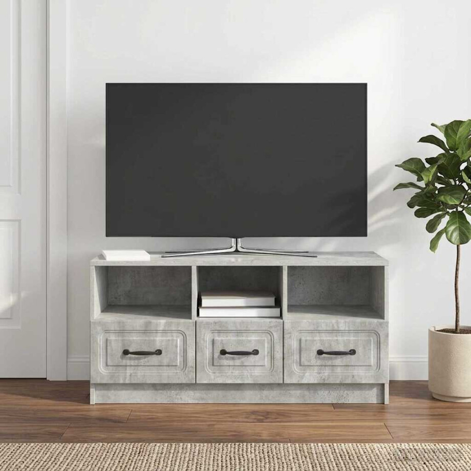 vidaXL TV-kast met lade Betongrijs 102 x 34,5 x 47 cm Bewerkt hout afbeelding 1