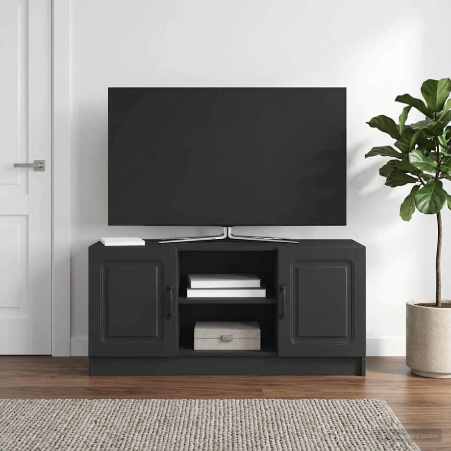 vidaXL TV-kast Zwart 102 x 34,5 x 47 cm Bewerkt hout afbeelding 1