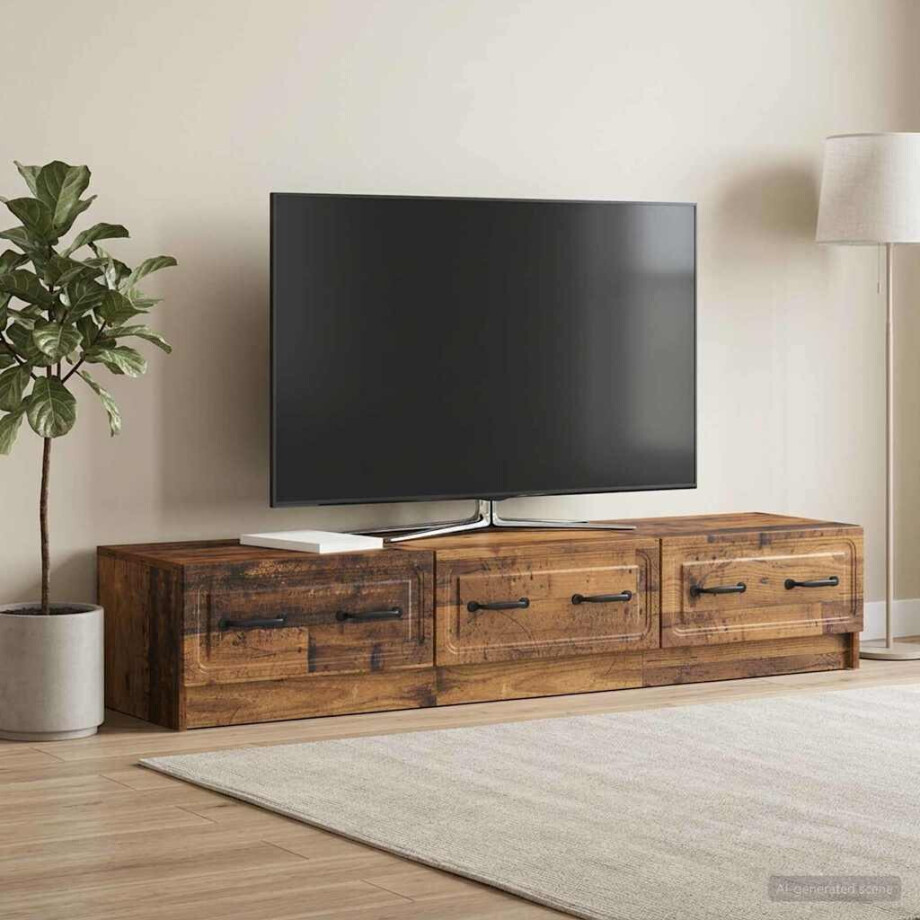 vidaXL TV-kast met lade Oud hout 147 x 34,5 x 27 cm Bewerkt hout vidaXL TV-kast met lade Oud hout 147 x 34,5 x 27 cm Bewerkt hout afbeelding 1