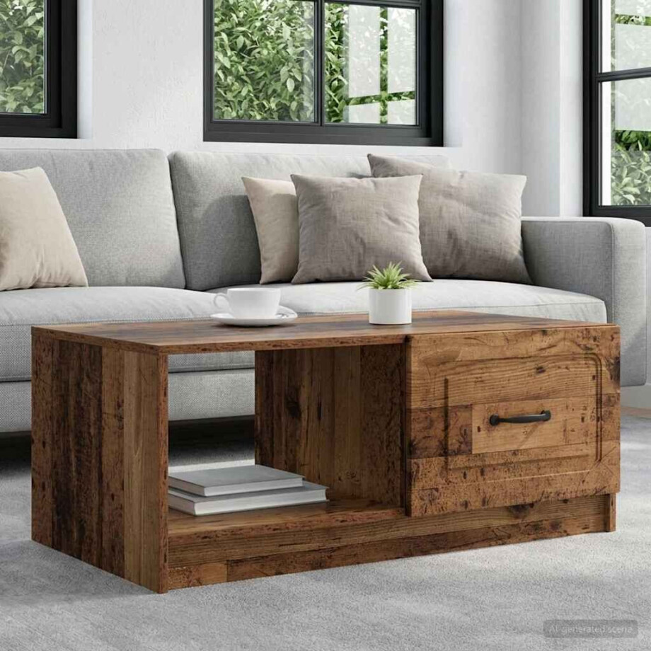 vidaXL Salontafel Oud hout 90 x 50 x 37 cm Bewerkt hout vidaXL Salontafel Oud hout 90 x 50 x 37 cm Bewerkt hout afbeelding 1