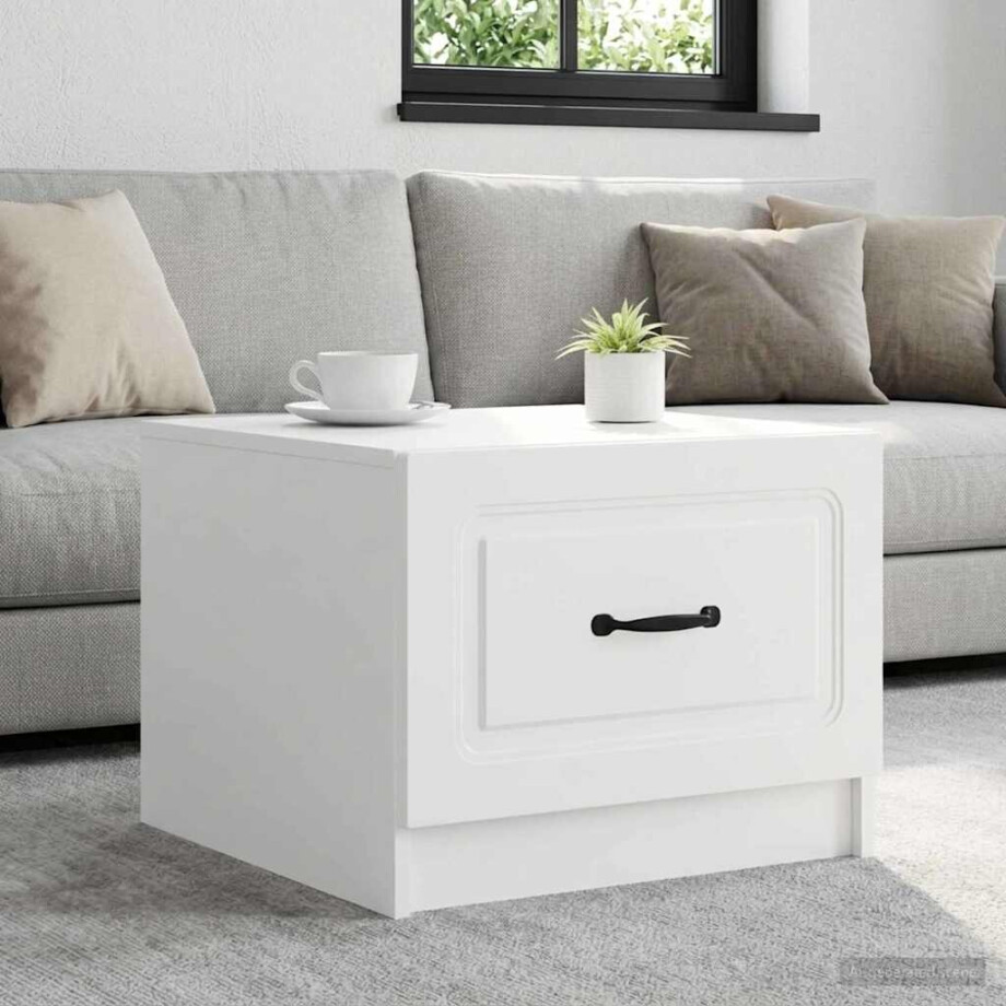 vidaXL Salontafel met lade Wit 49 x 50 x 37 cm Bewerkt hout vidaXL Salontafel met lade Wit 49 x 50 x 37 cm Bewerkt hout afbeelding 1
