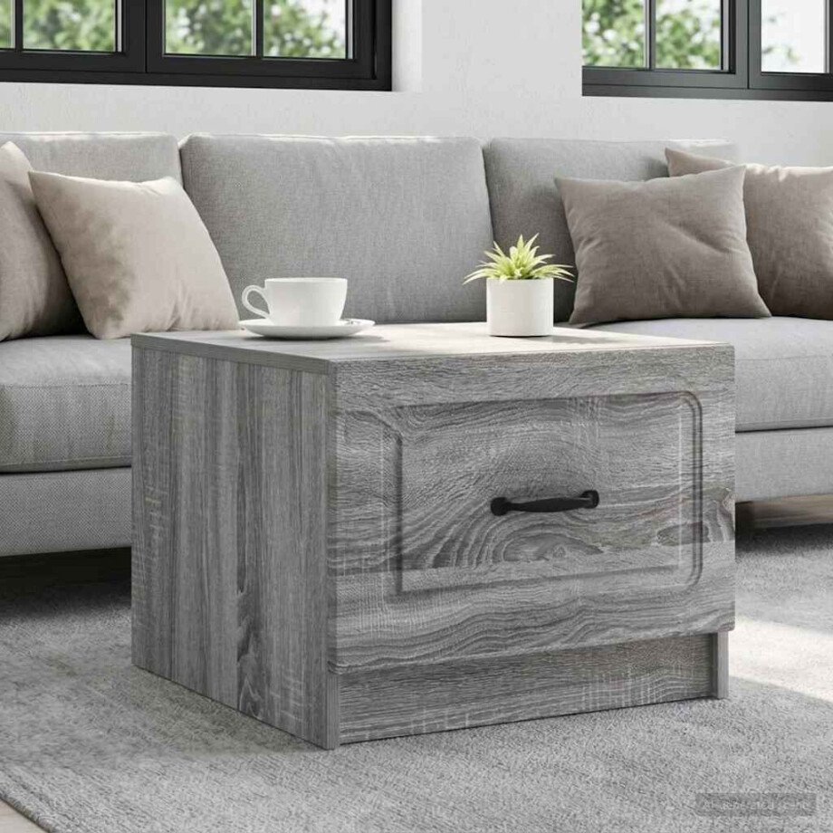 vidaXL Salontafel met lade Grijs sonoma 49 x 50 x 37 cm Bewerkt hout afbeelding 1