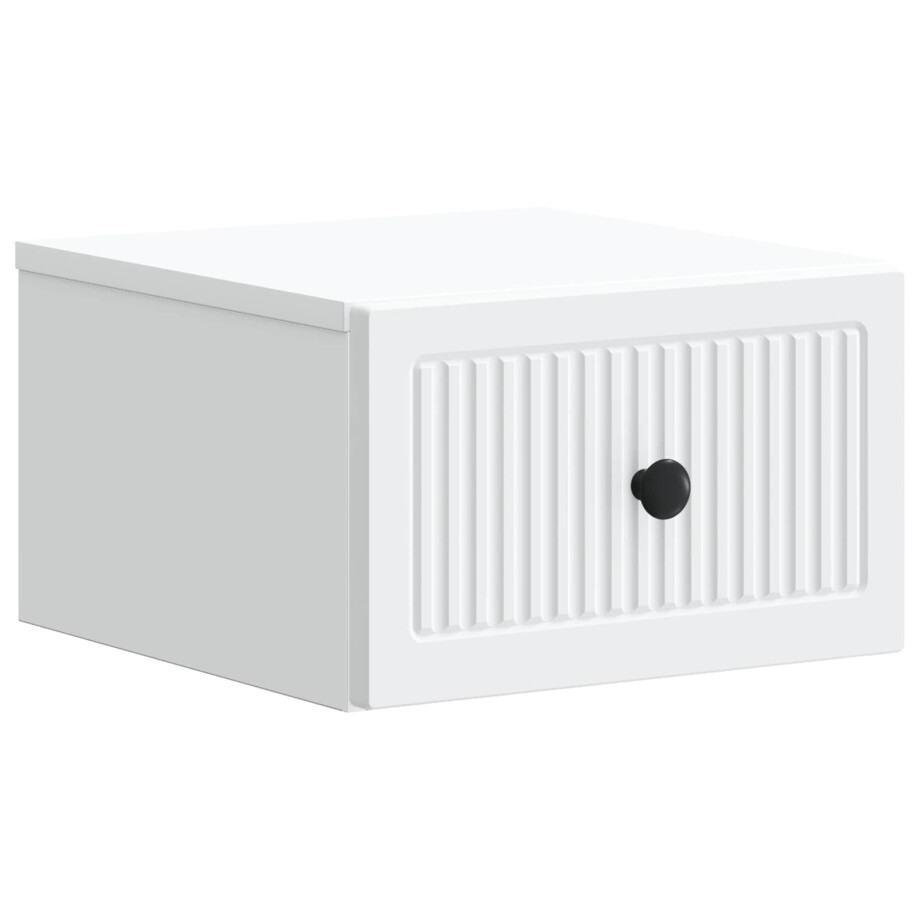 vidaXL Wandbeugel Bedkast met lade Wit 33 x 34,5 x 20 cm Bewerkt hout afbeelding 1