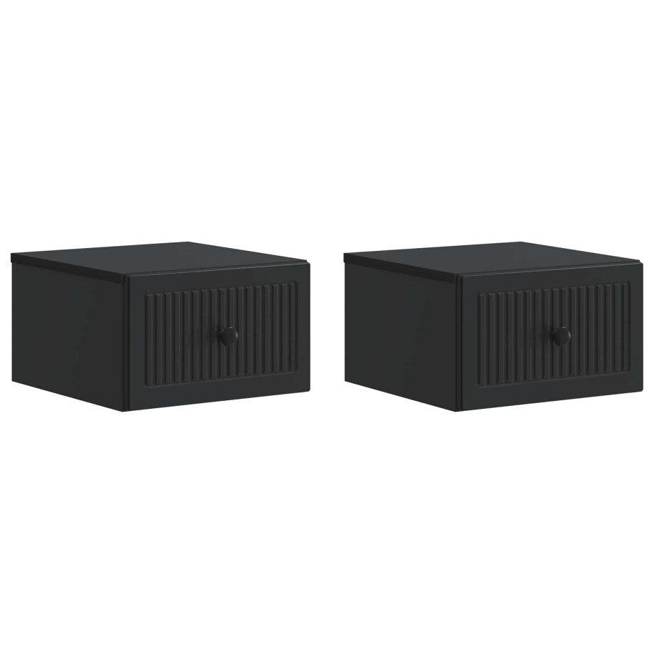 vidaXL Wandbeugel Bedkast 2 pcs Zwart 33 x 34,5 x 20 cm Bewerkt hout afbeelding 1