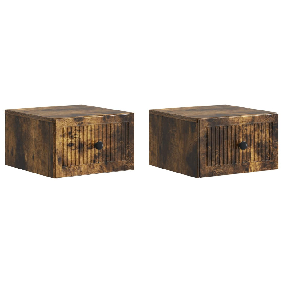 vidaXL Wandbeugel Bedkast 2 pcs Gerookt eiken 33 x 34,5 x 20 cm vidaXL Wandbeugel Bedkast 2 pcs Gerookt eiken 33 x 34,5 x 20 cm afbeelding 1