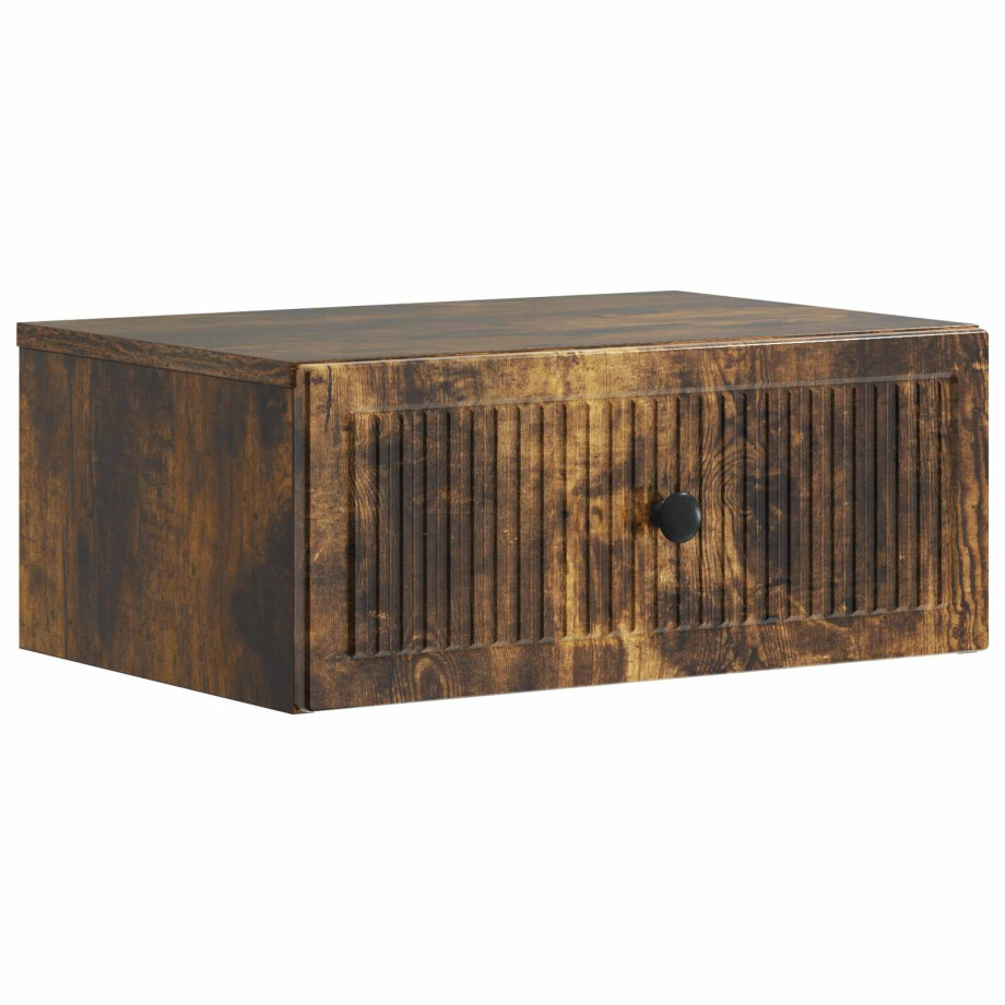 vidaXL Nachtkastje Gerookt eiken 49 x 34,5 x 20 cm Bewerkt hout afbeelding 1