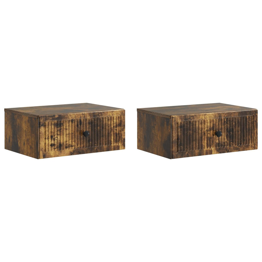 vidaXL Nachtkastje 2 pcs Gerookt eiken 49 x 34,5 x 20 cm Bewerkt hout vidaXL Nachtkastje 2 pcs Gerookt eiken 49 x 34,5 x 20 cm Bewerkt hout afbeelding 1