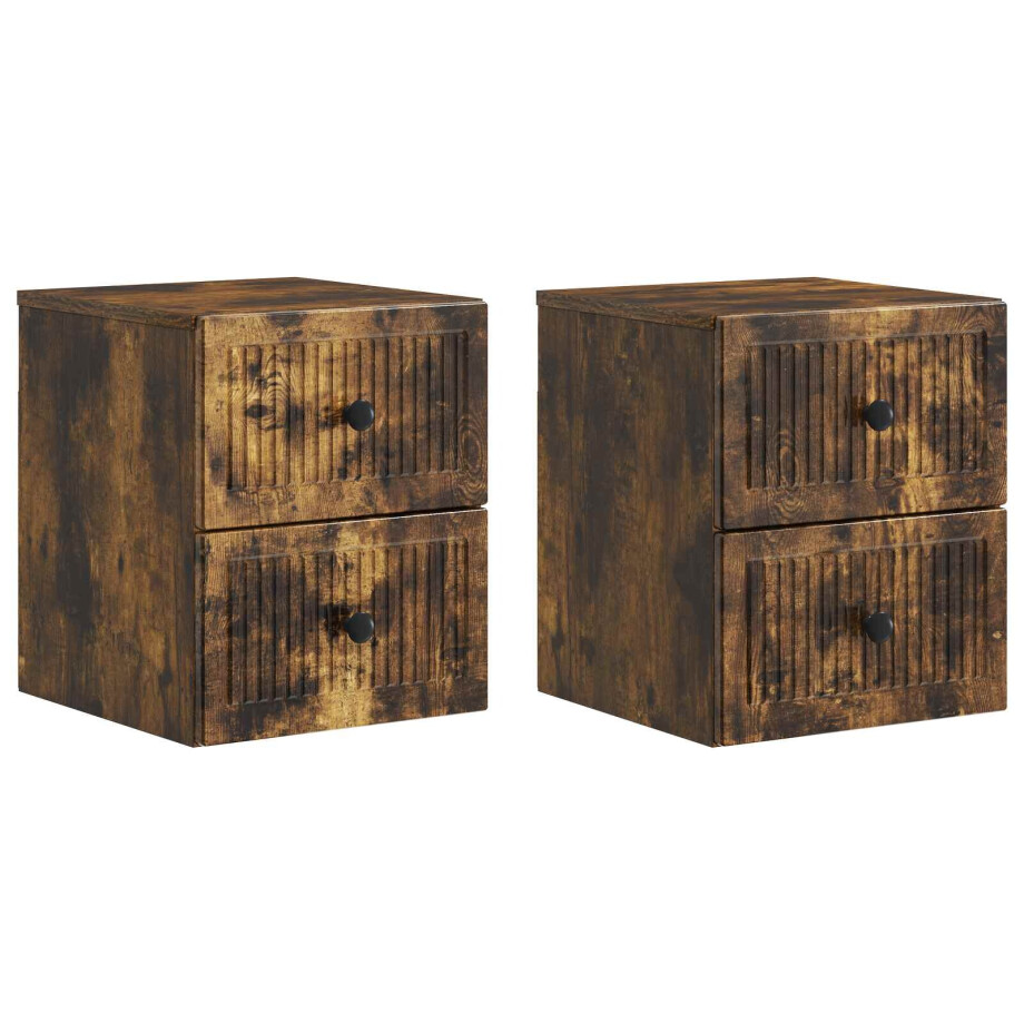 vidaXL Wandbeugel Bedkast 2 pcs Gerookt eiken 33 x 34,5 x 40 cm vidaXL Wandbeugel Bedkast 2 pcs Gerookt eiken 33 x 34,5 x 40 cm afbeelding 1