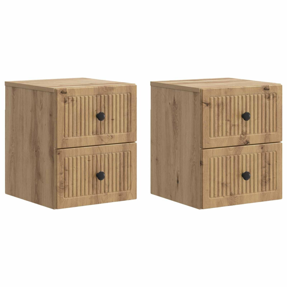 vidaXL Wandbeugel Bedkast 2 pcs Artisanaal eiken 33 x 34,5 x 40 cm afbeelding 1