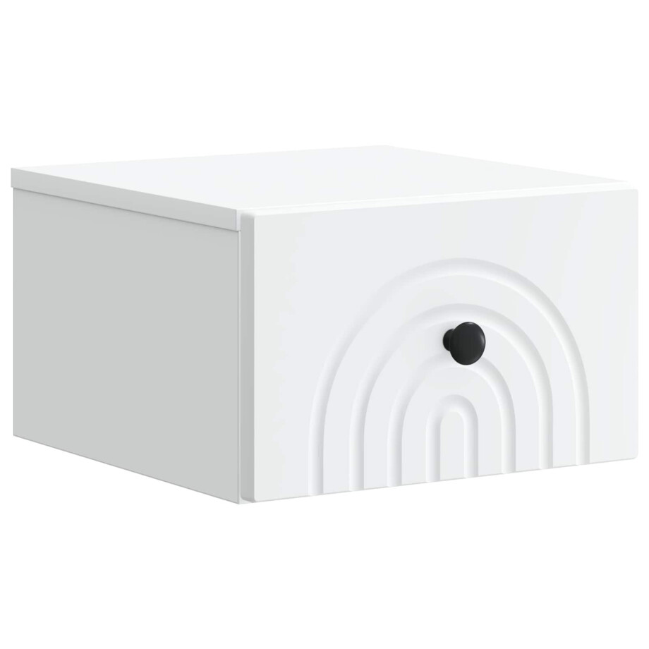 vidaXL Wandbeugel Bedkast met lade Wit 33 x 34,5 x 20 cm Bewerkt hout afbeelding 1