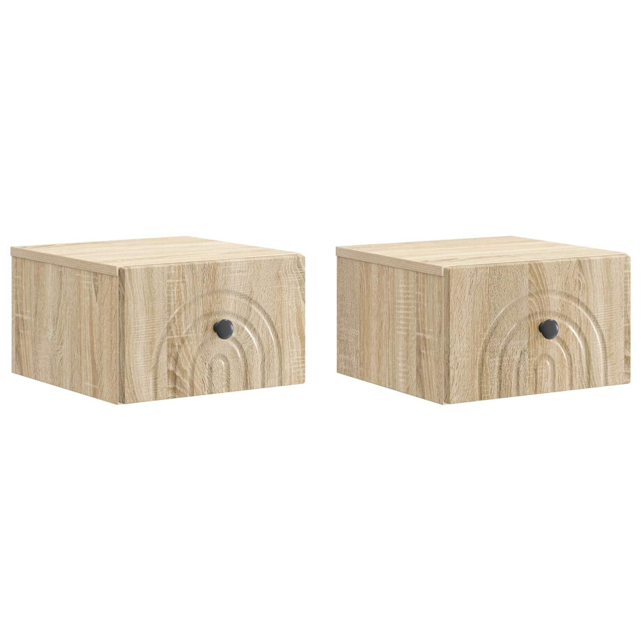 vidaXL Wandbeugel Bedkast 2 pcs Sonoma Eiken 33 x 34,5 x 20 cm afbeelding 1