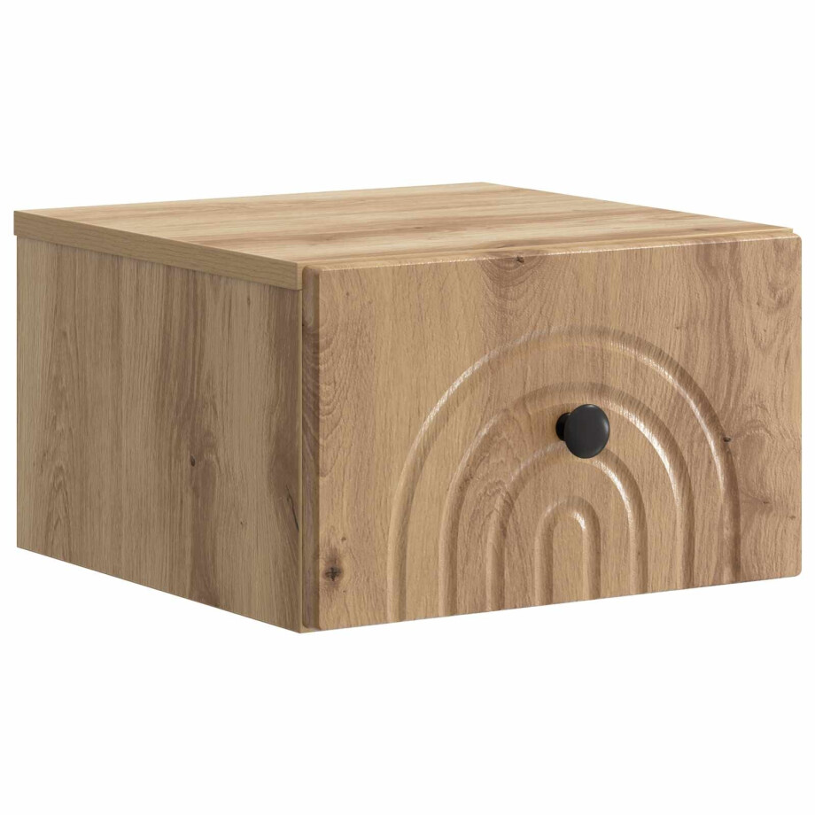 vidaXL Wandbeugel Bedkast met lade Artisanaal eiken 33 x 34,5 x 20 cm afbeelding 1