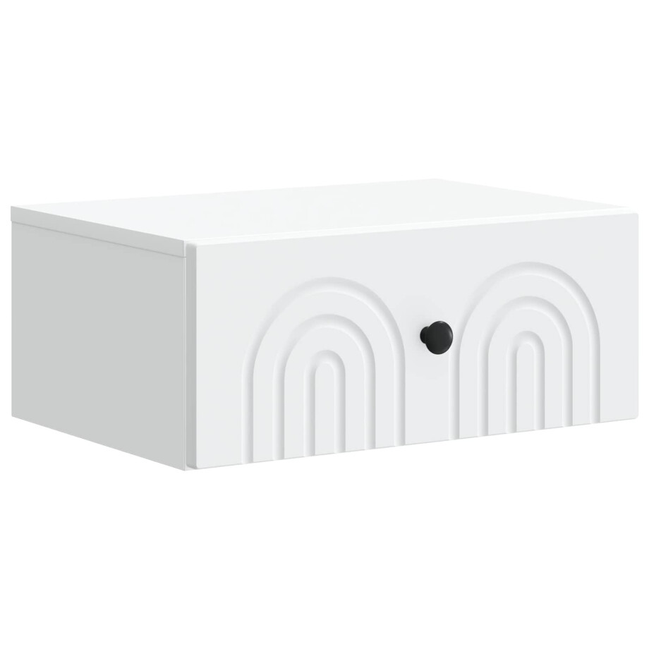 vidaXL Wandbeugel Bedkast met lade Wit 49 x 34,5 x 20 cm Bewerkt hout afbeelding 1