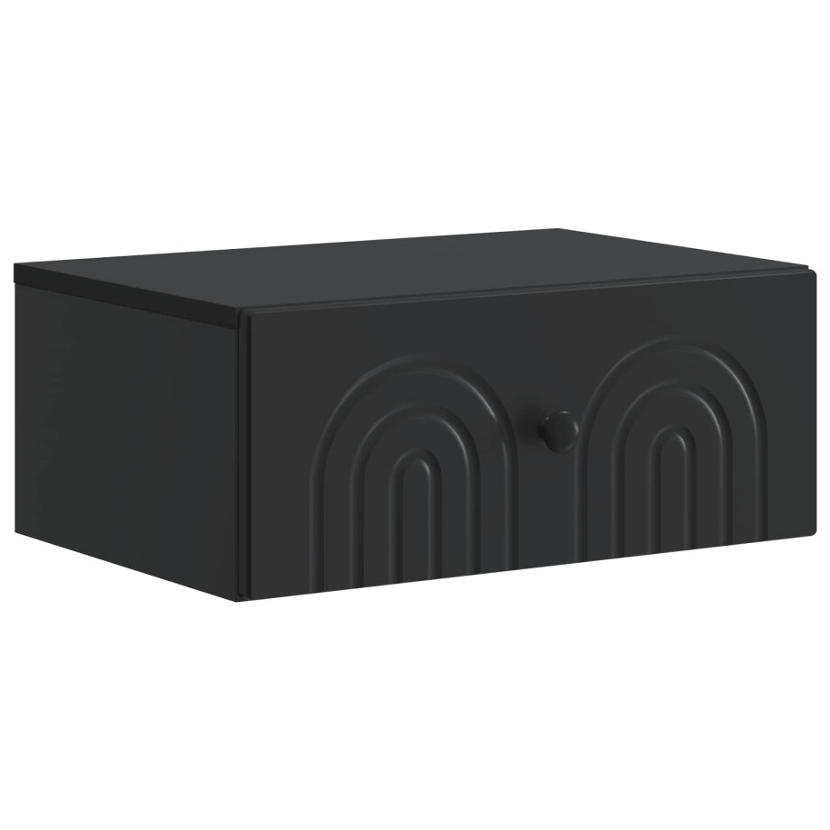 vidaXL Wandbeugel Bedkast Zwart 49 x 34,5 x 20 cm Bewerkt hout afbeelding 1