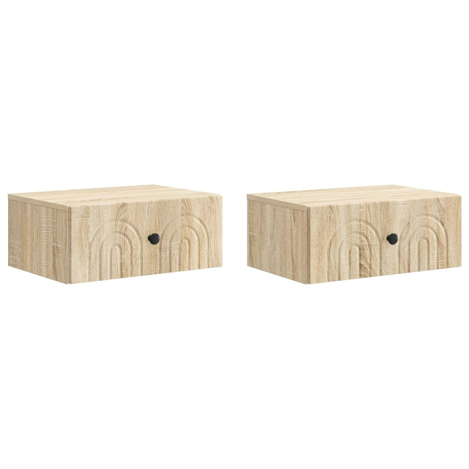 vidaXL Wandbeugel Bedkast 2 pcs Sonoma Eiken 49 x 34,5 x 20 cm afbeelding 1