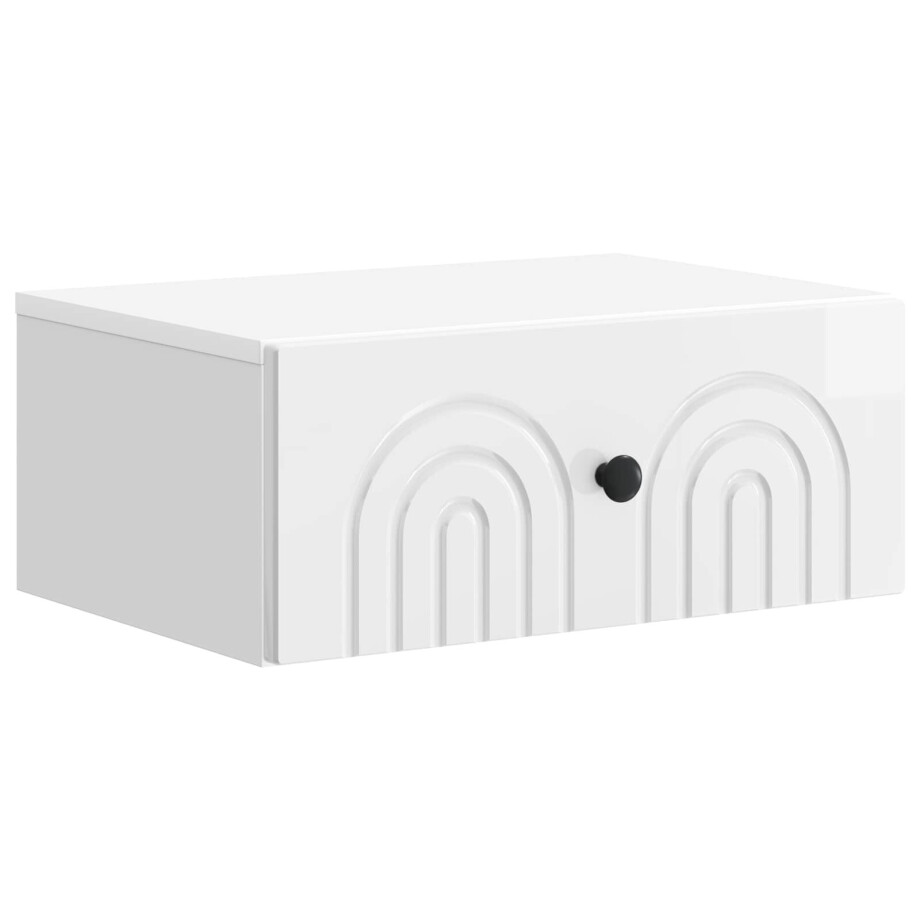 vidaXL Wandbeugel Bedkast Hoogglans Wit 49 x 34,5 x 20 cm Bewerkt hout vidaXL Wandbeugel Bedkast Hoogglans Wit 49 x 34,5 x 20 cm Bewerkt hout afbeelding 1
