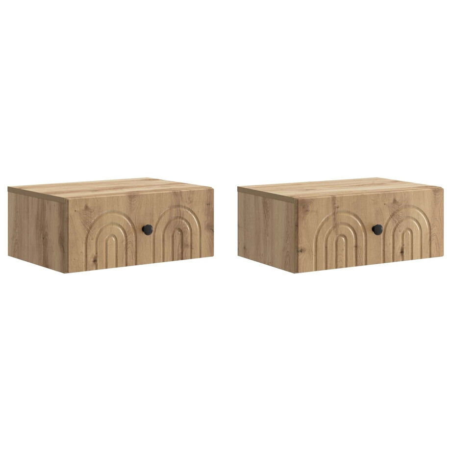 vidaXL Wandbeugel Bedkast 2 pcs Artisanaal eiken 49 x 34,5 x 20 cm afbeelding 1