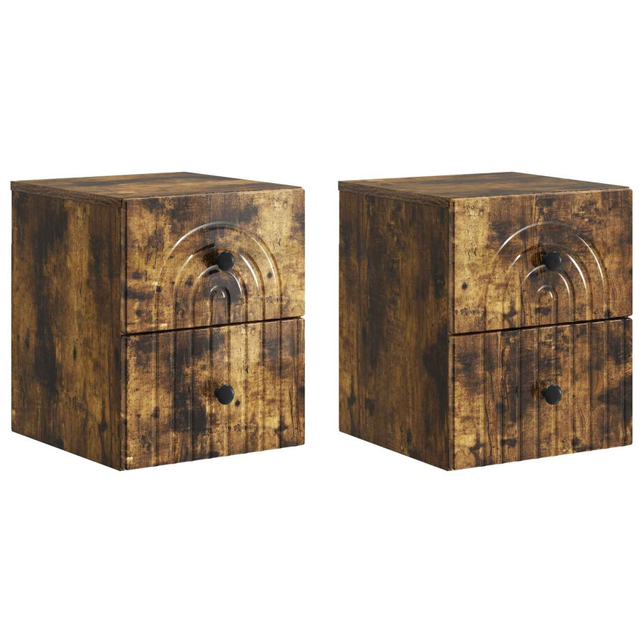 vidaXL Wandbeugel Bedkast 2 pcs Gerookt eiken 33 x 34,5 x 40 cm vidaXL Wandbeugel Bedkast 2 pcs Gerookt eiken 33 x 34,5 x 40 cm afbeelding 1