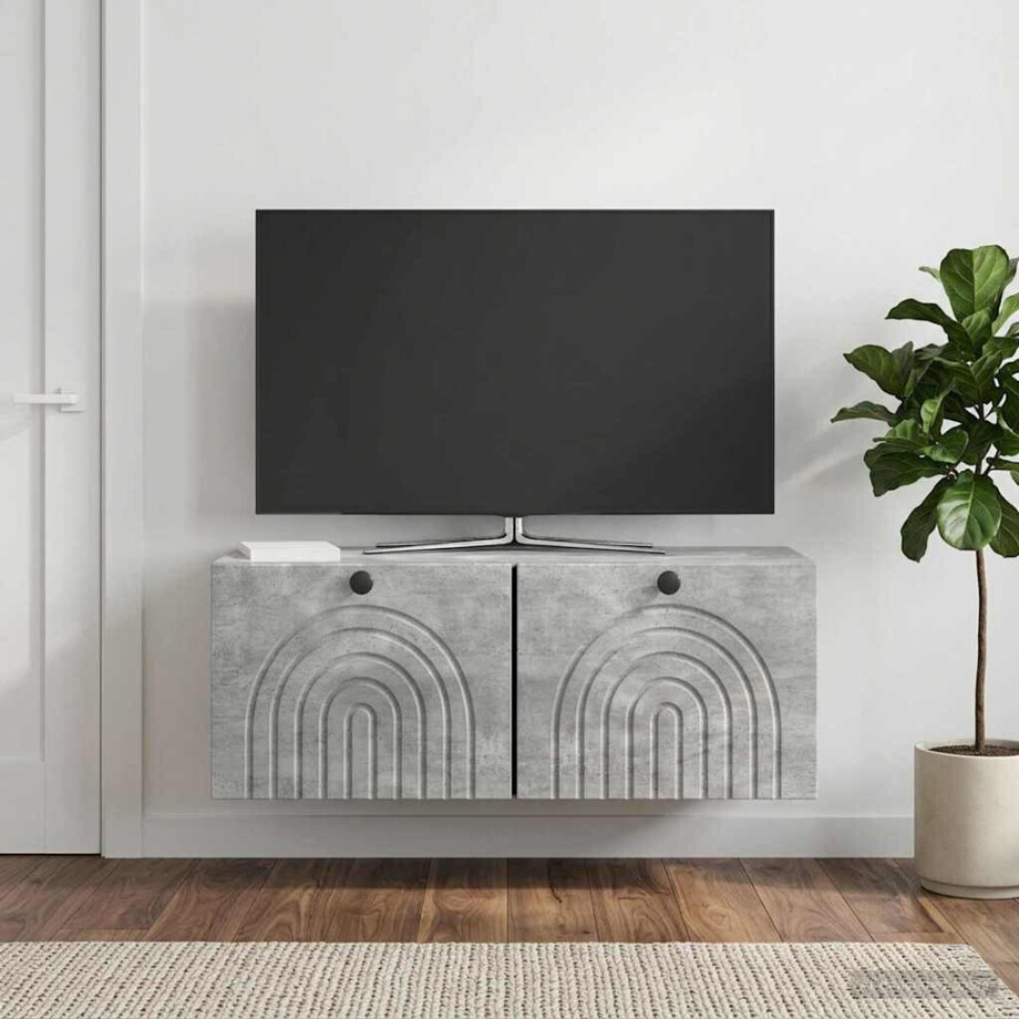 vidaXL Wandbeugel TV-kast Betongrijs 78,5 x 31 x 30 cm Bewerkt hout vidaXL Wandbeugel TV-kast Betongrijs 78,5 x 31 x 30 cm Bewerkt hout afbeelding 1