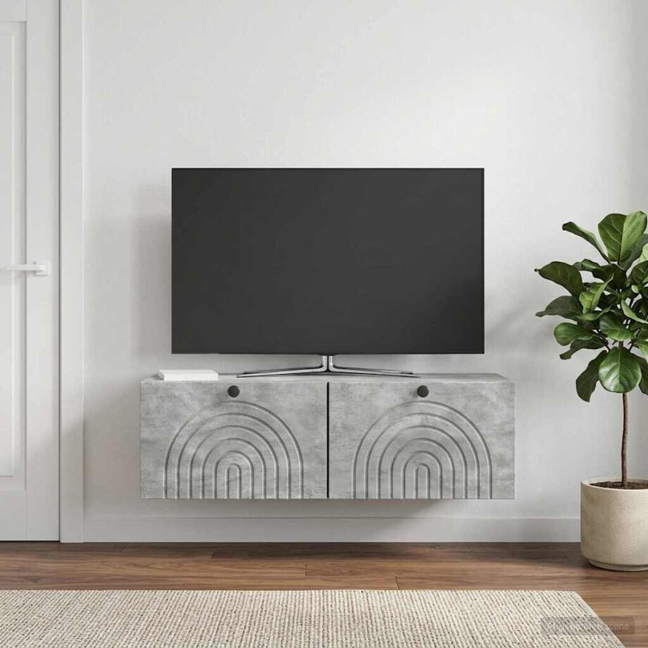 vidaXL Wandbeugel TV-kast Betongrijs 98 x 31 x 30 cm Bewerkt hout vidaXL Wandbeugel TV-kast Betongrijs 98 x 31 x 30 cm Bewerkt hout afbeelding 1