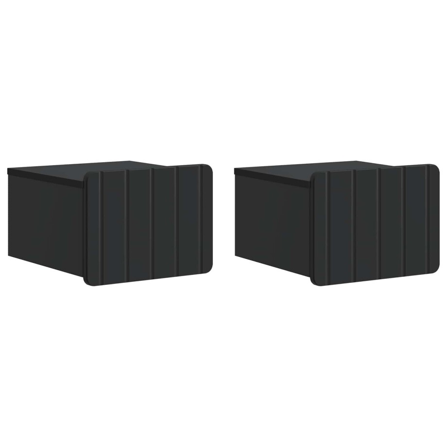 vidaXL Wandbeugel Bedkast 2 pcs Zwart 33 x 34,5 x 24 cm Bewerkt hout afbeelding 1