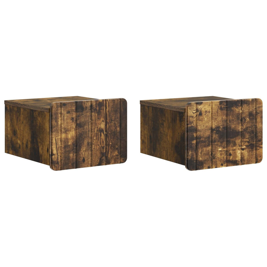 vidaXL Wandbeugel Bedkast 2 pcs Gerookt eiken 33 x 34,5 x 24 cm afbeelding 1
