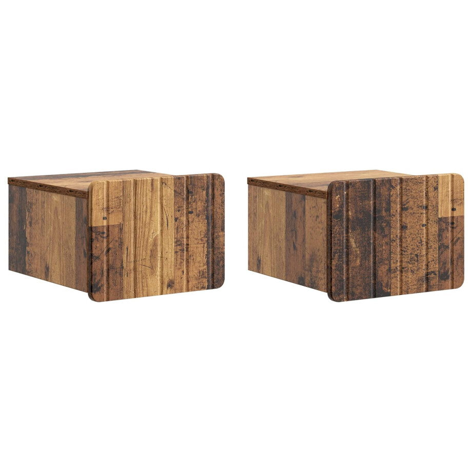 vidaXL Wandbeugel Bedkast met lade 2 pcs Oud hout 33 x 34,5 x 24 cm vidaXL Wandbeugel Bedkast met lade 2 pcs Oud hout 33 x 34,5 x 24 cm afbeelding 1