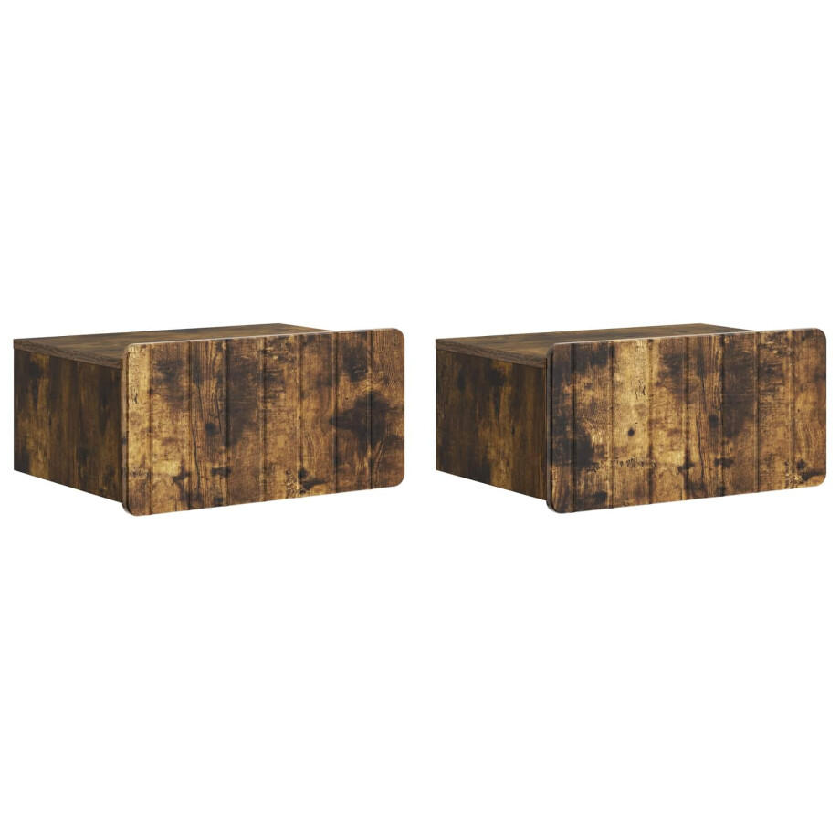 vidaXL Wandbeugel Bedkast 2 pcs Gerookt eiken 49 x 34,5 x 24 cm afbeelding 1
