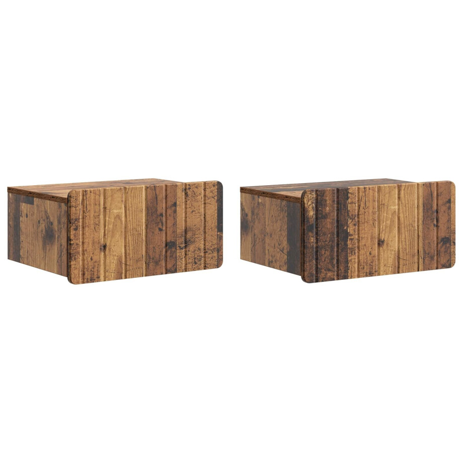 vidaXL Wandbeugel Bedkast met lade 2 pcs Oud hout 49 x 34,5 x 24 cm vidaXL Wandbeugel Bedkast met lade 2 pcs Oud hout 49 x 34,5 x 24 cm afbeelding 1