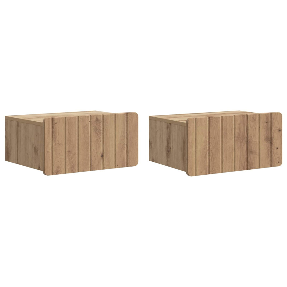 vidaXL Wandbeugel Bedkast 2 pcs Artisanaal eiken 49 x 34,5 x 24 cm afbeelding 1