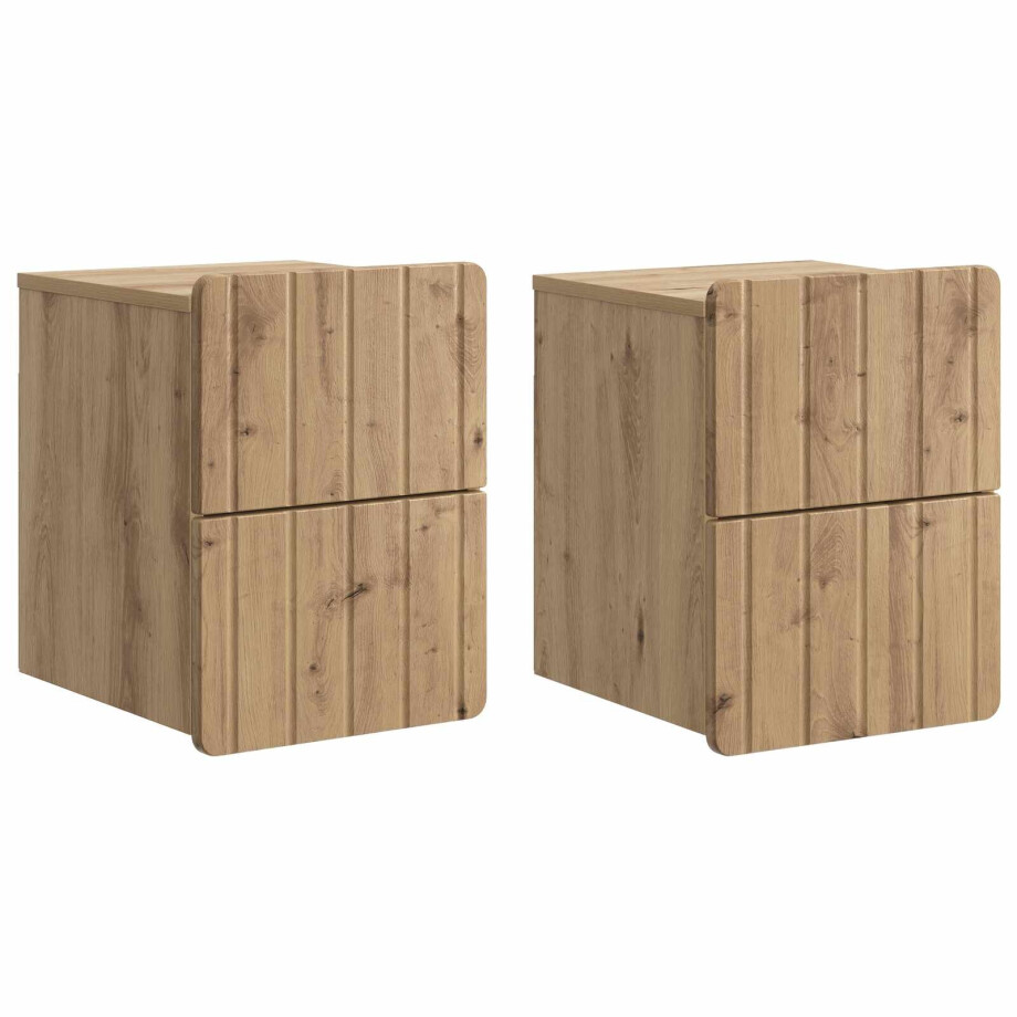 vidaXL Wandbeugel Bedkast 2 pcs Artisanaal eiken 33 x 34,5 x 43 cm vidaXL Wandbeugel Bedkast 2 pcs Artisanaal eiken 33 x 34,5 x 43 cm afbeelding 1