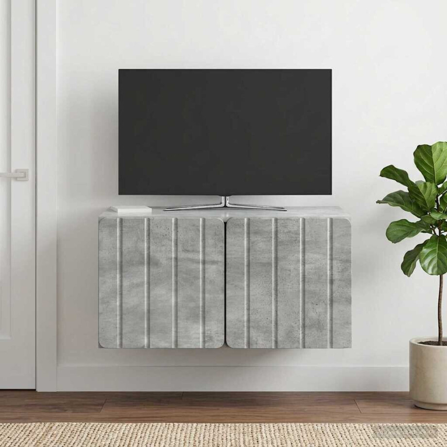 vidaXL Wandbeugel TV-kast Betongrijs 59,5 x 41 x 30 cm Bewerkt hout vidaXL Wandbeugel TV-kast Betongrijs 59,5 x 41 x 30 cm Bewerkt hout afbeelding 1