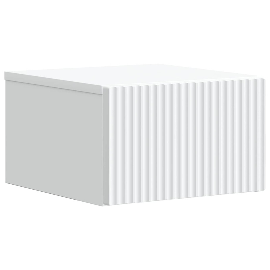 vidaXL Wandbeugel Bedkast met lade Wit 33 x 34,5 x 20 cm Bewerkt hout afbeelding 1