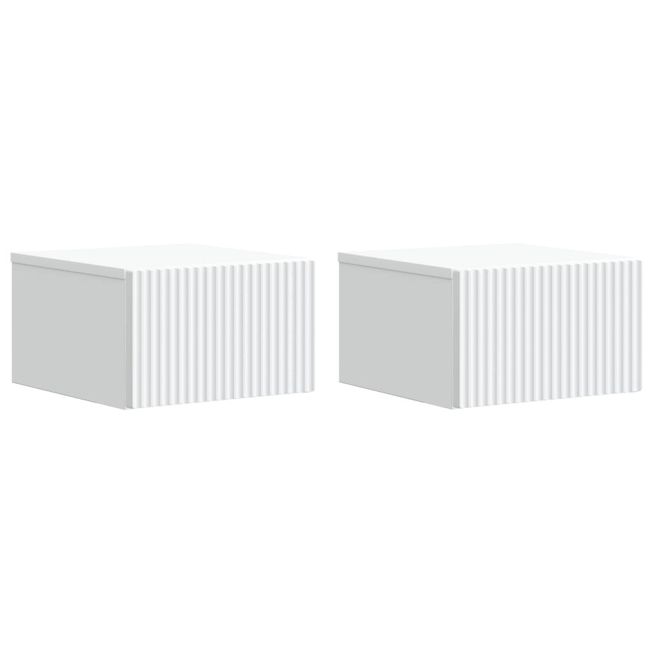 vidaXL Wandbeugel Bedkast 2 pcs Wit 33 x 34,5 x 20 cm Bewerkt hout afbeelding 1