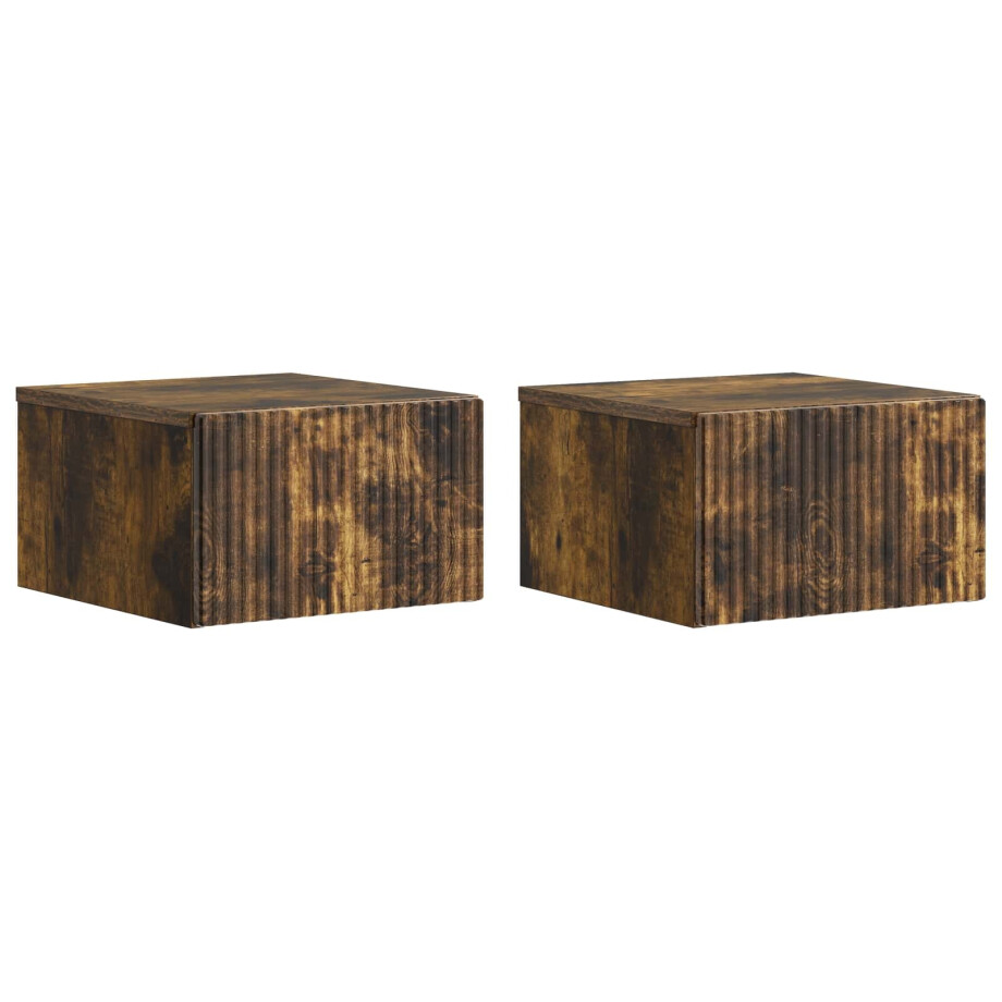 vidaXL Wandbeugel Bedkast 2 pcs Gerookt eiken 33 x 34,5 x 20 cm afbeelding 1