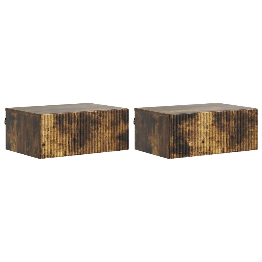 vidaXL Wandbeugel Bedkast 2 pcs Gerookt eiken 49 x 34,5 x 20 cm vidaXL Wandbeugel Bedkast 2 pcs Gerookt eiken 49 x 34,5 x 20 cm afbeelding 1