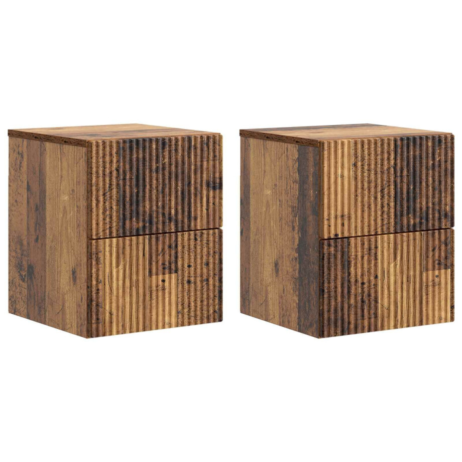 vidaXL Wandbeugel Bedkast met lade 2 pcs Oud hout 33 x 34,5 x 40 cm vidaXL Wandbeugel Bedkast met lade 2 pcs Oud hout 33 x 34,5 x 40 cm afbeelding 1