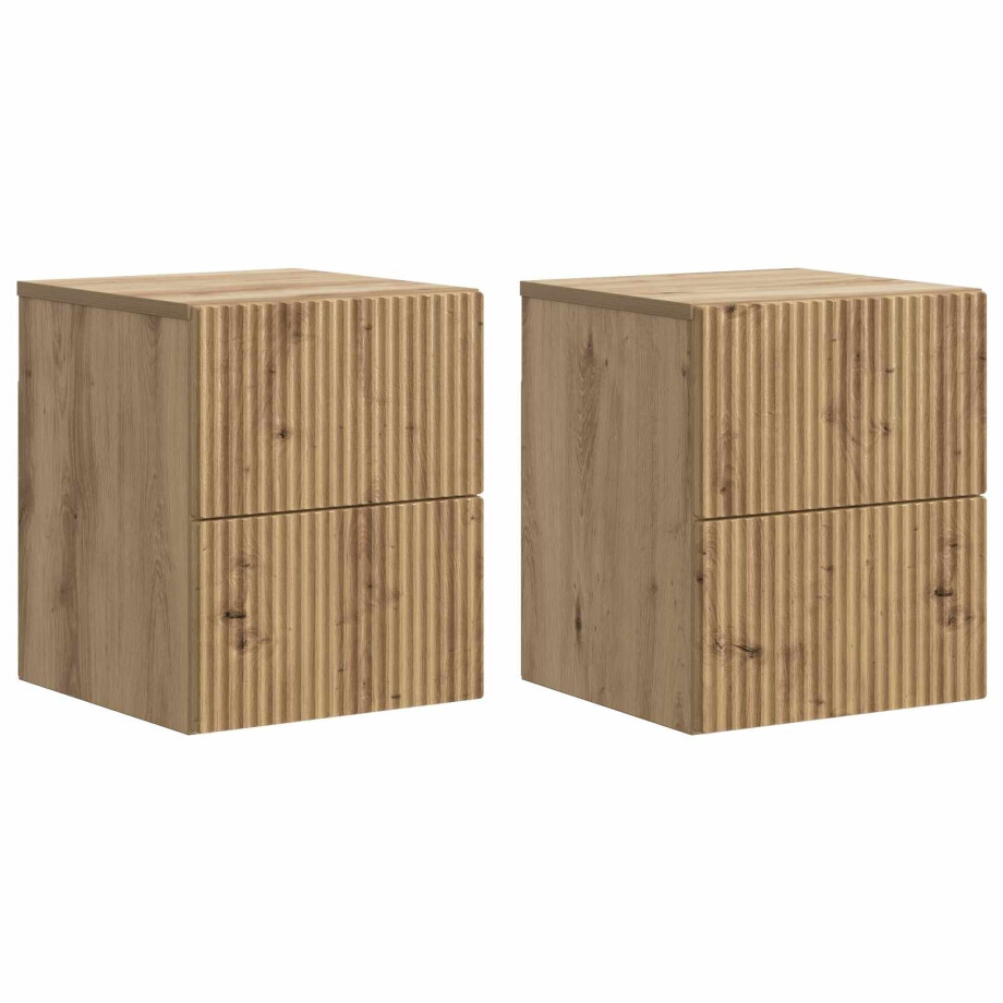 vidaXL Wandbeugel Bedkast 2 pcs Artisanaal eiken 33 x 34,5 x 40 cm afbeelding 1