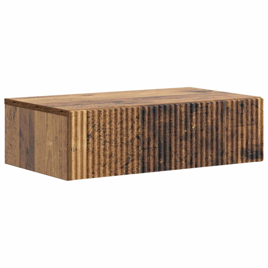 vidaXL Wandmontage Zijtafel Oud hout 59 x 34,5 x 17 cm Bewerkt hout afbeelding 1