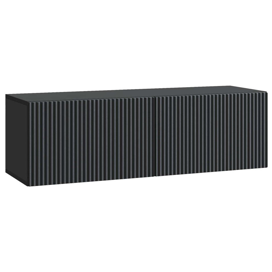 vidaXL Wandbeugel TV-kast Zwart 98 x 31 x 30 cm Bewerkt hout afbeelding 1