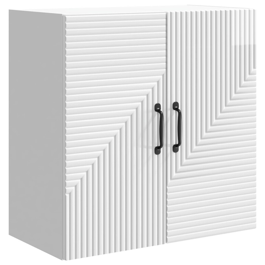 vidaXL Wandkast Hoogglans Wit 59 x 31 x 60 cm Bewerkt hout afbeelding 1