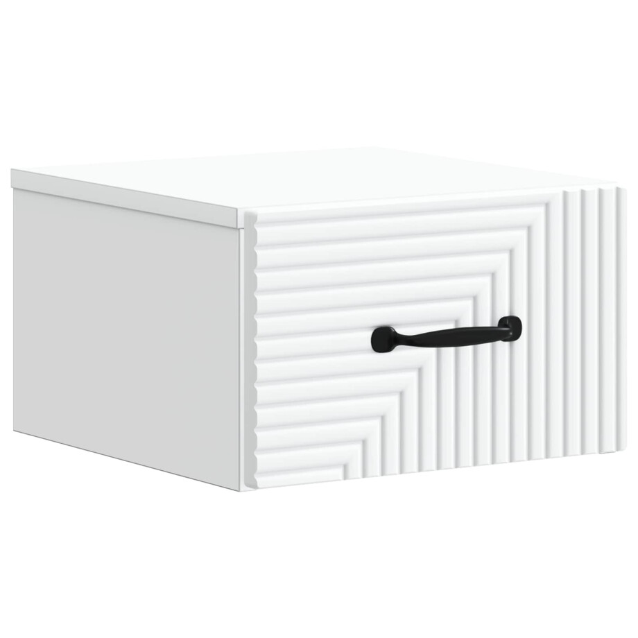 vidaXL Wandbeugel Bedkast met lade Wit 34,5 x 33 x 20 cm Bewerkt hout afbeelding 1