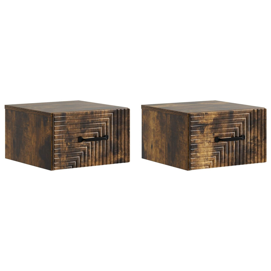 vidaXL Wandbeugel Bedkast 2 pcs Gerookt eiken 34,5 x 33 x 20 cm afbeelding 1